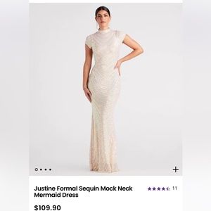 Windsor Justine Formal Sequin Mock Neck Mermaid Dress